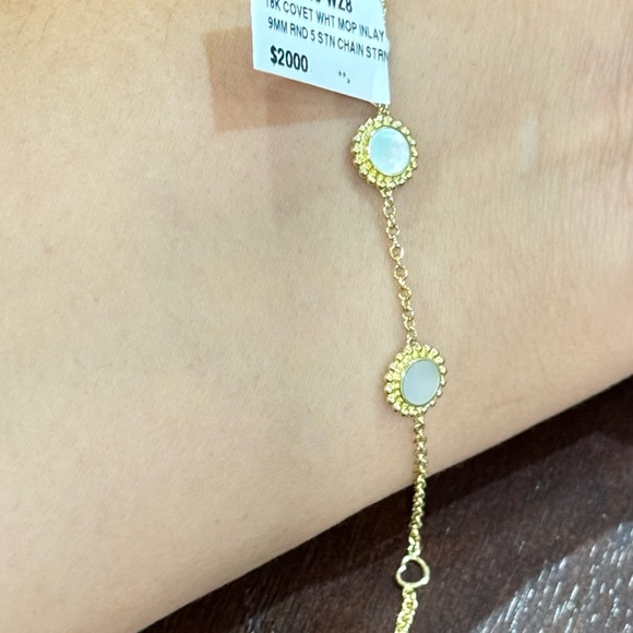 LAGOS Caviar 18K  Yellow Gold Covet Mother Of Pearl Five Station Bracelet - Picture 8 of 15